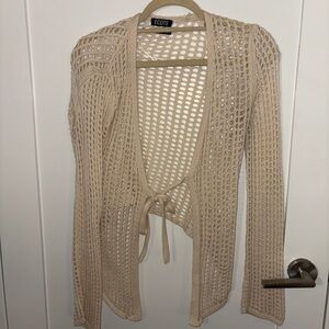Ecote Women's Beige Open-Knit Cardigan